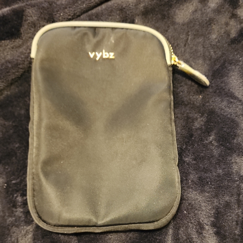 Vybz Black Pouch with Gold Zipper